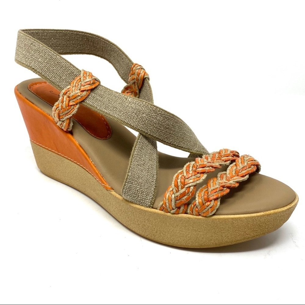Stylish Orange and Tan Wedge Sandals
